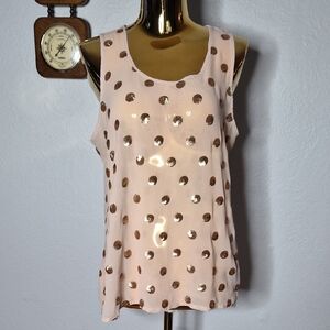 Polka Dot Sleeveless Top - Pink and Gold